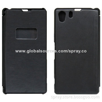 Mobile phone PU leather folio case for Sony Xperia Z2, with matching color and textured PC case